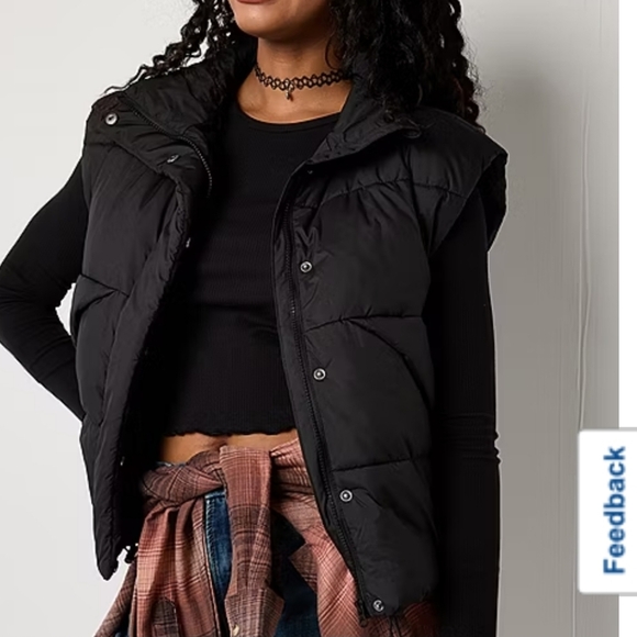 Arizona Womens Puffer Vests Juniors Medium Black - Picture 2 of 8